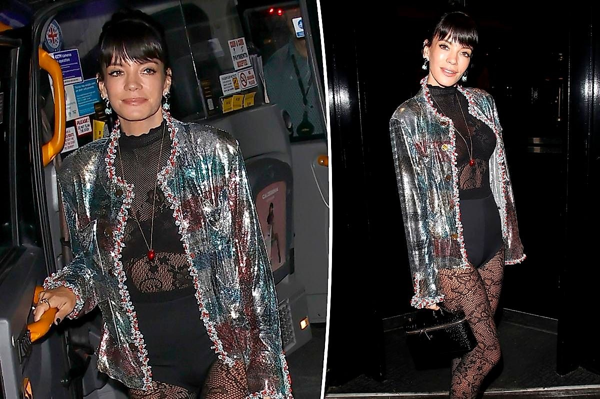 Lily Allen's daring lace ensemble at London dinner turns heads