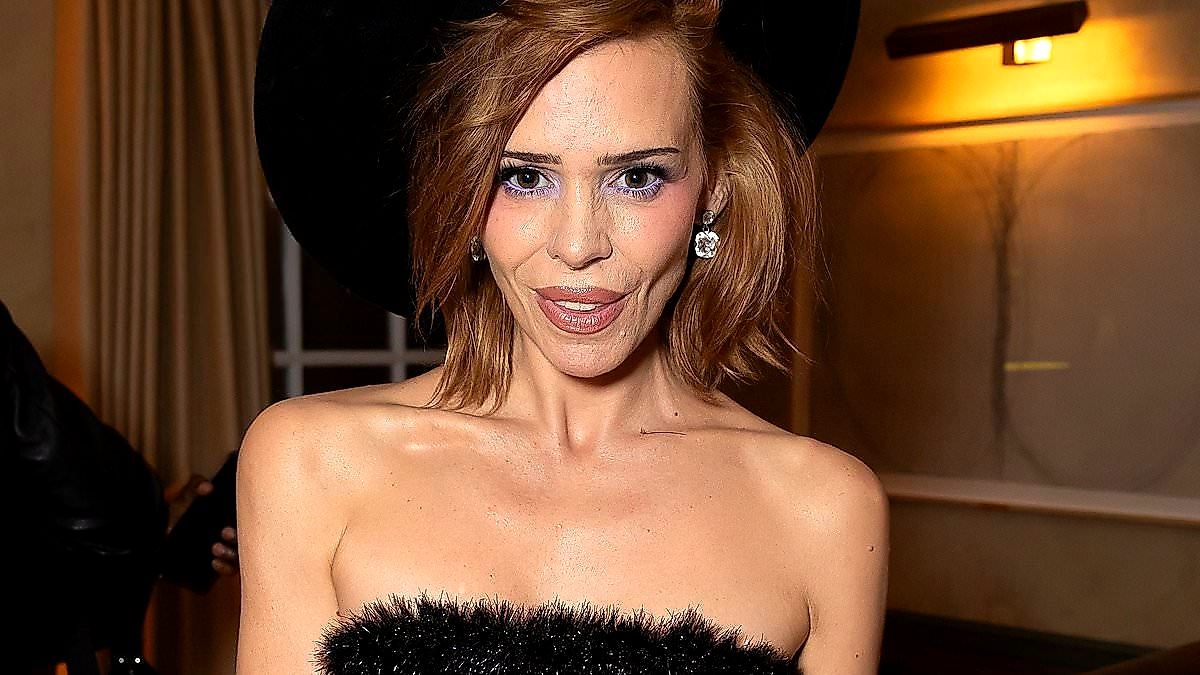 Billie Piper's 44-Year-Old Furry Strapless Dress Dazzles at Dinner