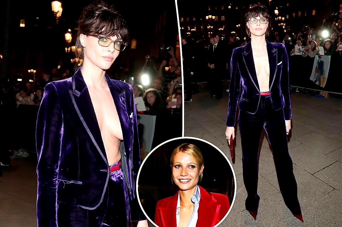 Cara Delevingne's 34-Year-Old Purple Velvet Suit Leaves Paris Breathless