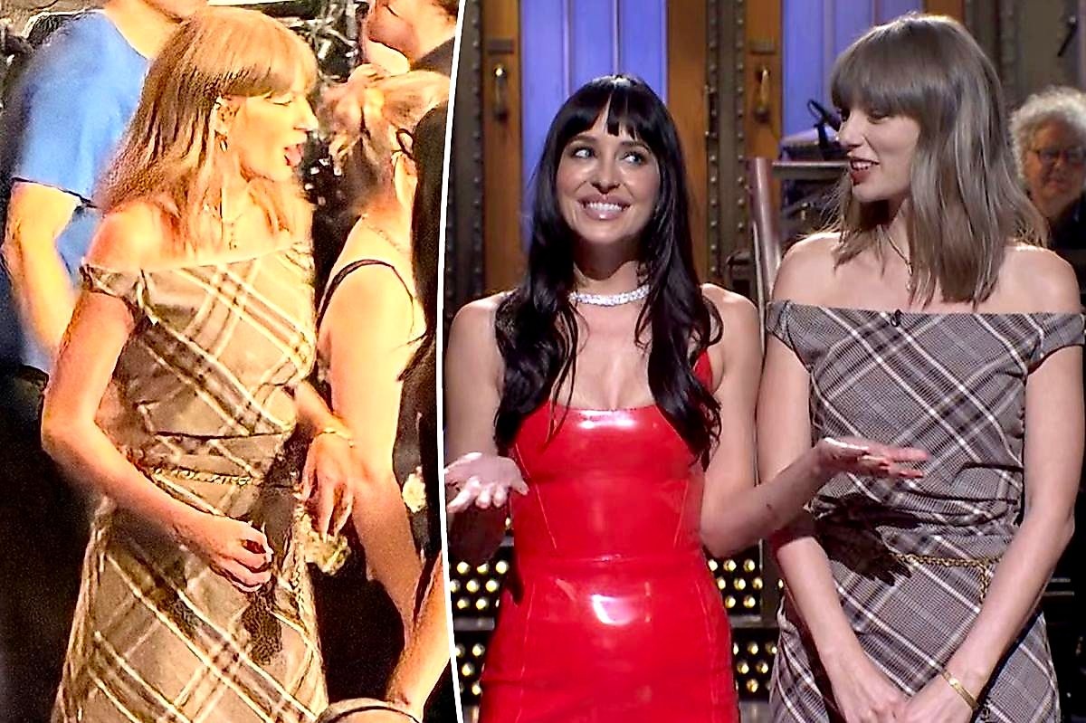 Taylor Swift's $595 plaid dress turns heads on SNL, igniting buzz