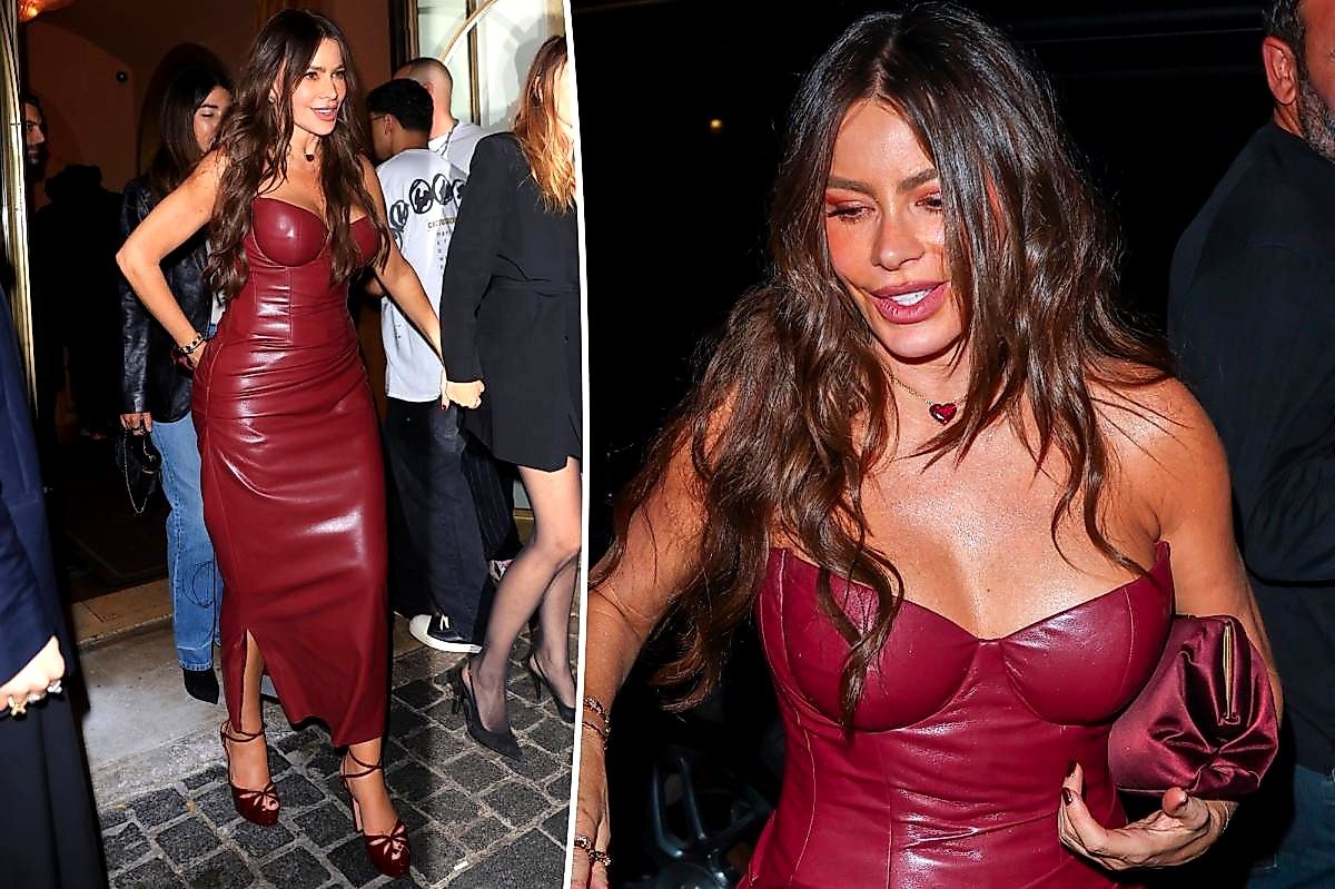 Sofía Vergara's 54-Year-Old Burgundy Leather Dress Stuns Paris Week