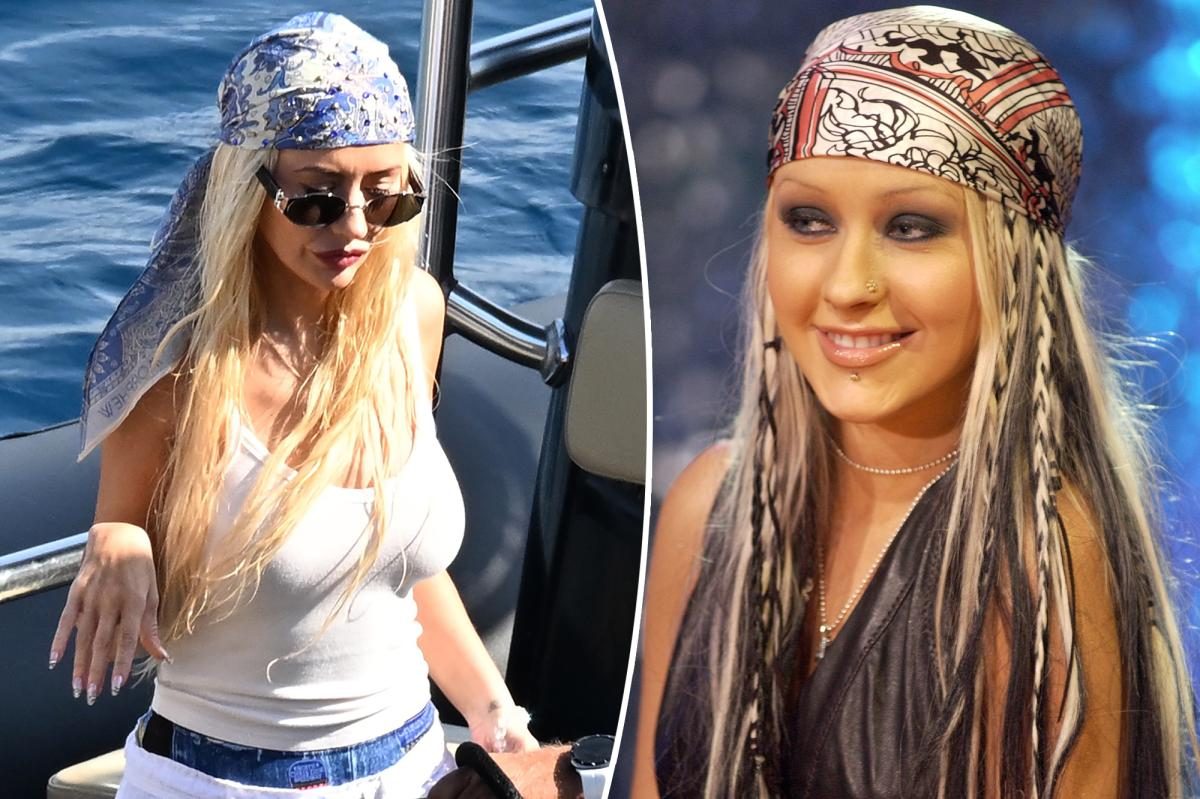 Christina Aguilera Tosses Back Y2K Headscarf, Stuns on Italian Yacht