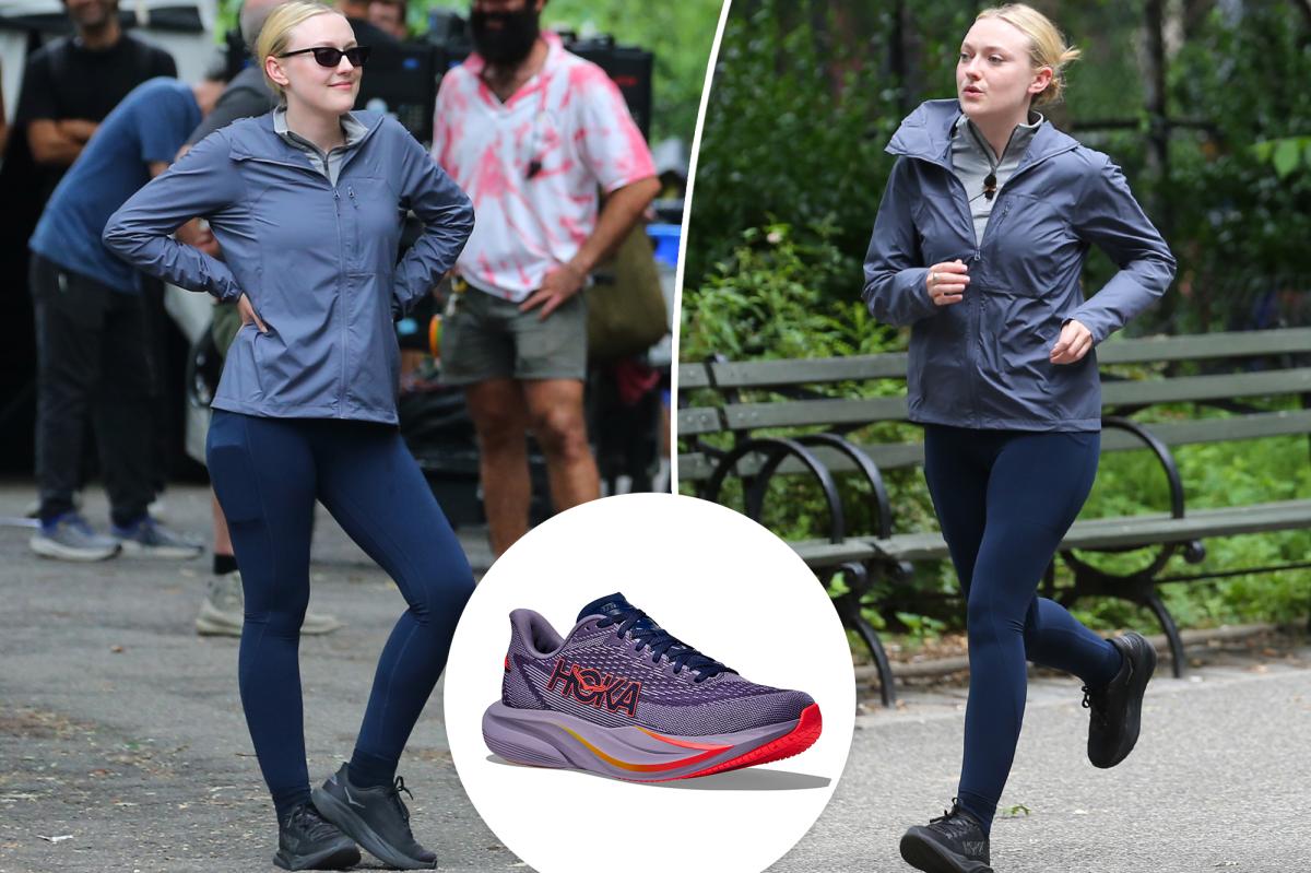Dakota Fanning Strikes a Pose, Shocked Fans With Hoka Mach 7s in NYC