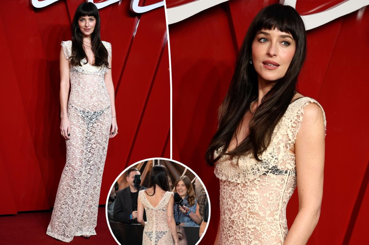 Dakota Johnson shocks in daring sheer lace, peekaboo reveal at Verity