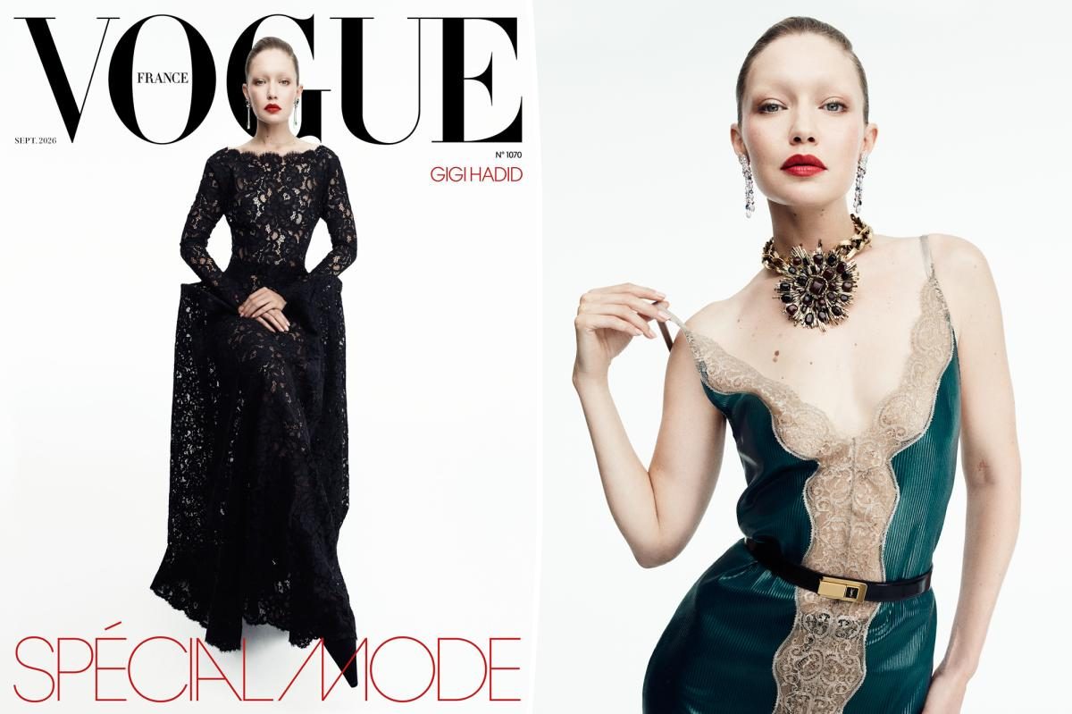 Bleached Brows & Bold Red Lip Make Gigi Hadid Stun on France Cover