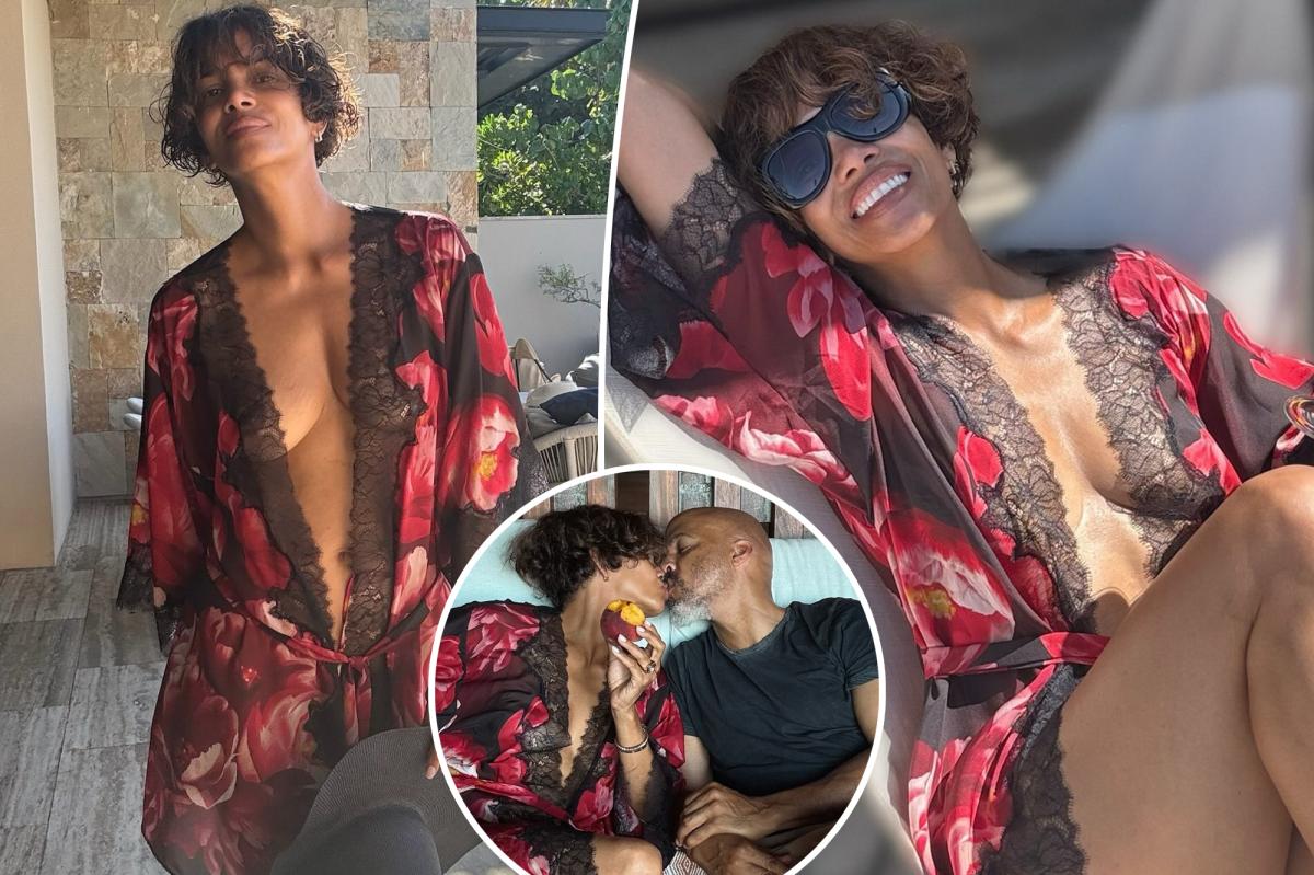 Halle Berry Turns 60, Striking Silk Robe & Vintage Ring in Fiji
