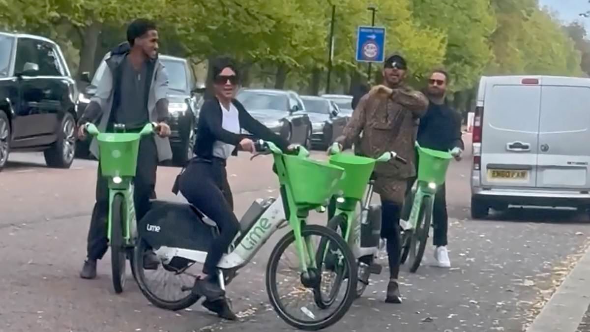 Kim Kardashian & Lewis Hamilton Zip London on Lime Bikes, Opening SKIMS