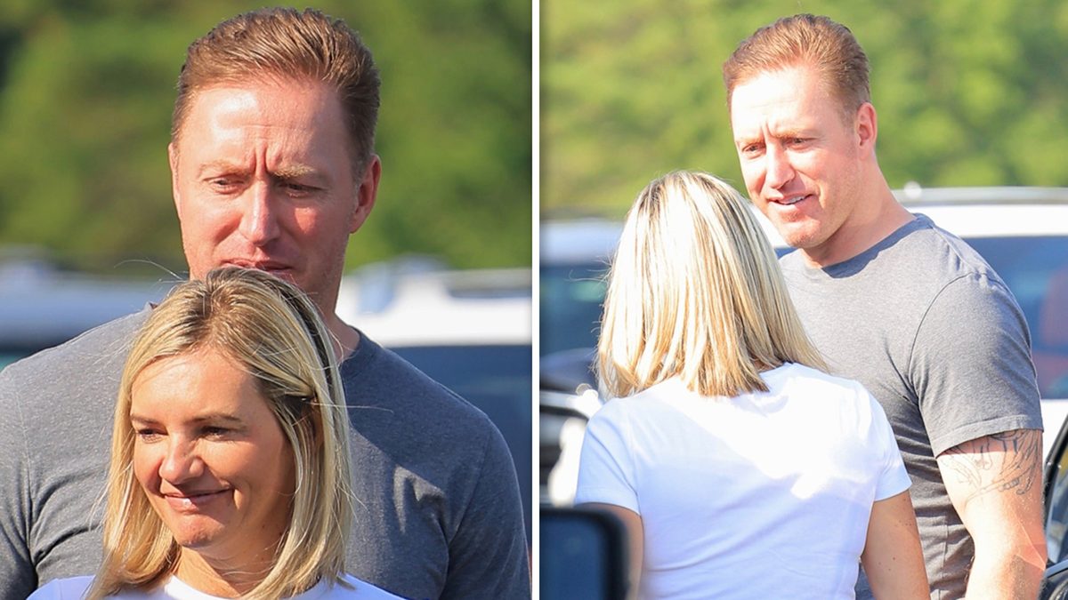 Kroy Biermann exits church with Jillian Green, son charged with assault
