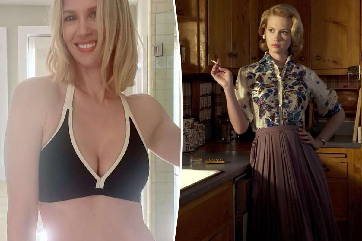January Jones, 48, shatters expectations with a black‑and‑white bikini