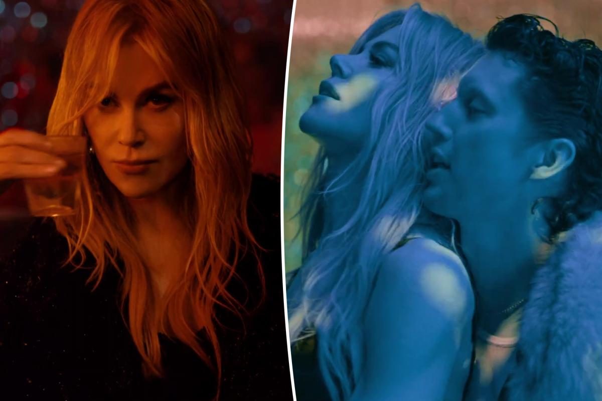 Nicole Kidman lights up neon with Troye Sivan, smokes a cigarette