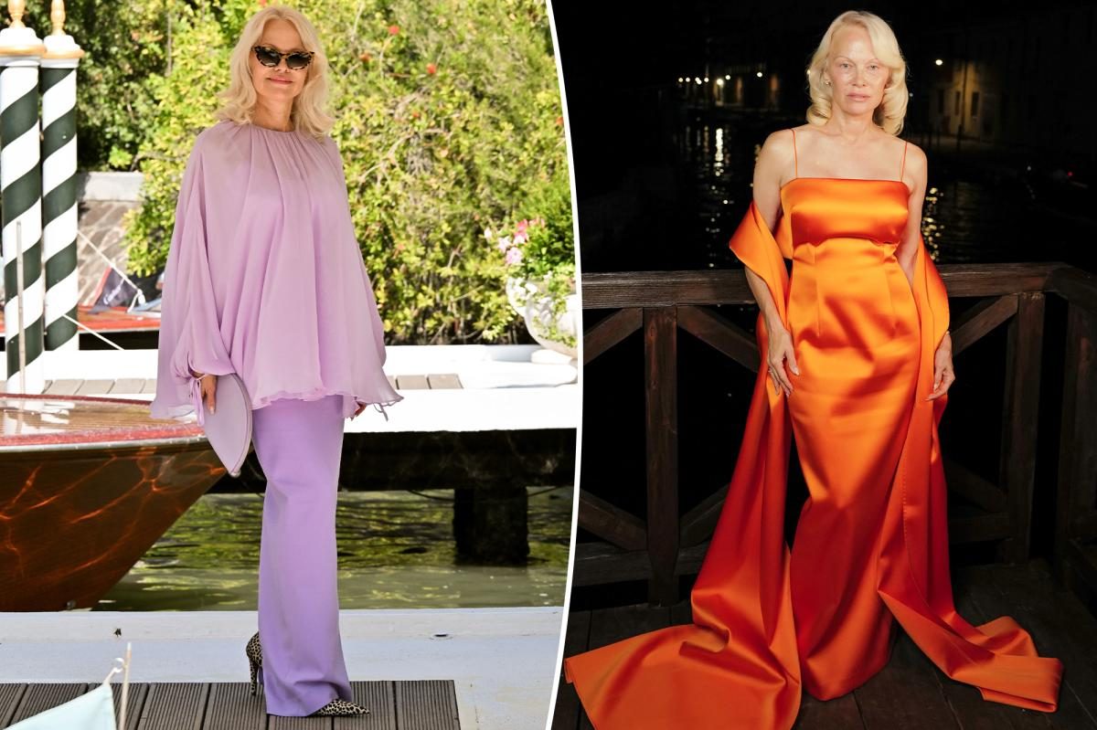 Pamela Anderson Turns Heads in Rainbow Gown, Speaks on Hep C