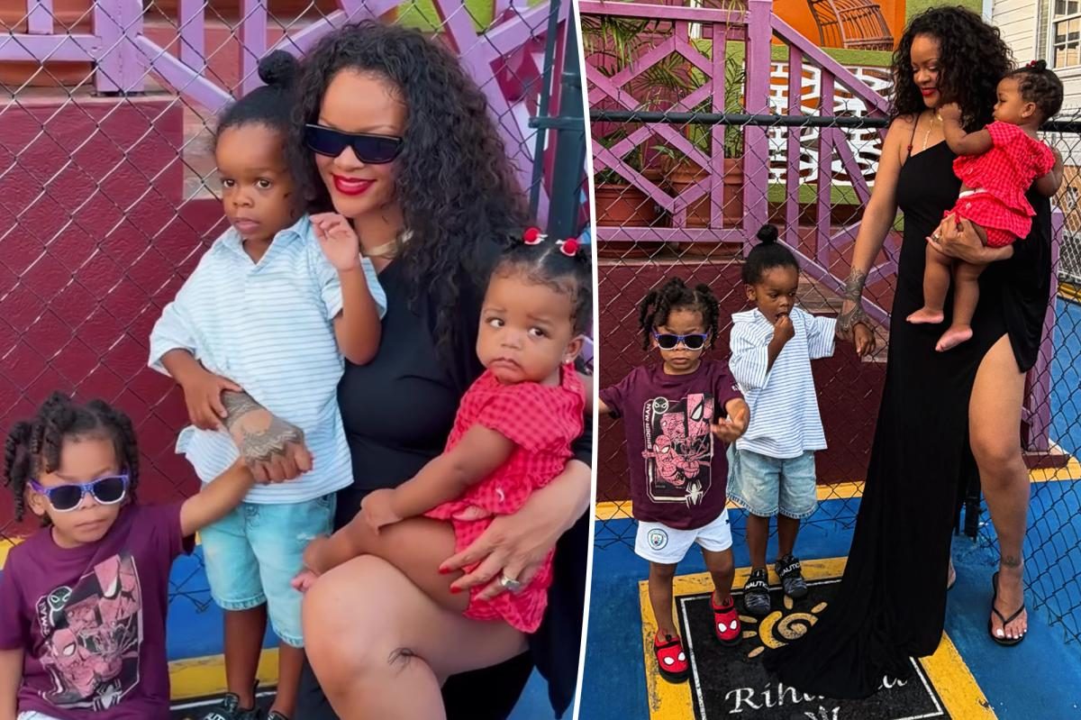 Rihanna Strolls Down Her Namesake Street, Surprises Crowd With Kids